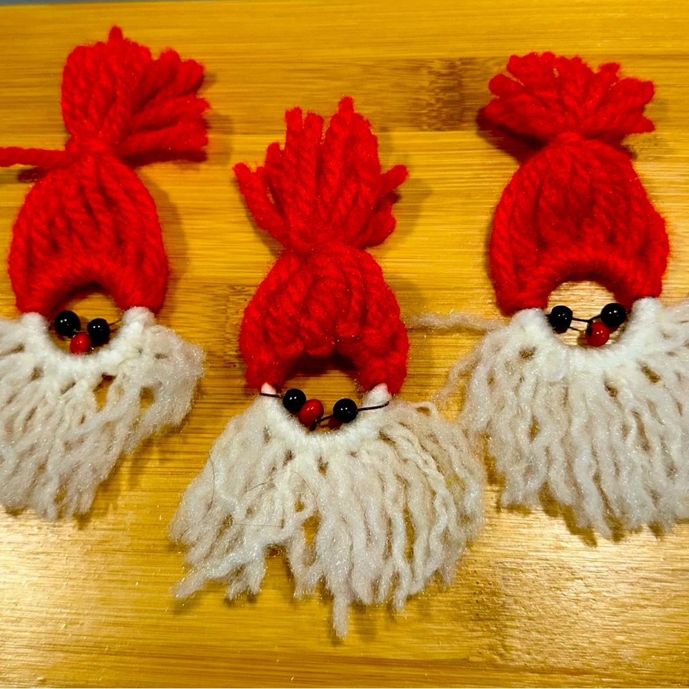 Vintage Christmas Ornaments Handmade Yarn Santa Holiday Decor!